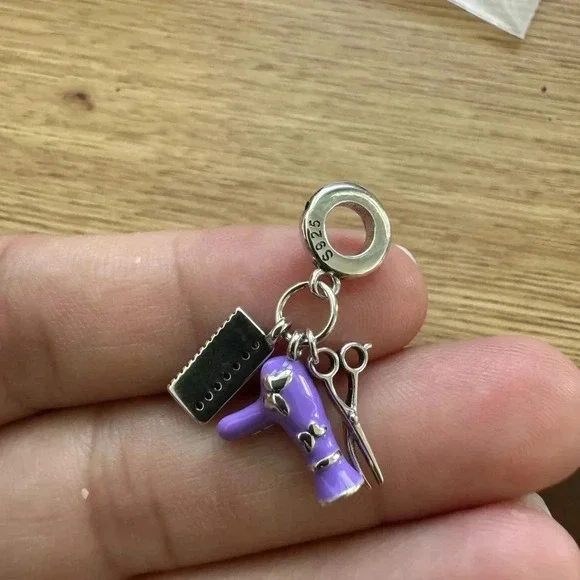 925 Sterling Silver Lady Hair Care Charm - Picture 8 of 10